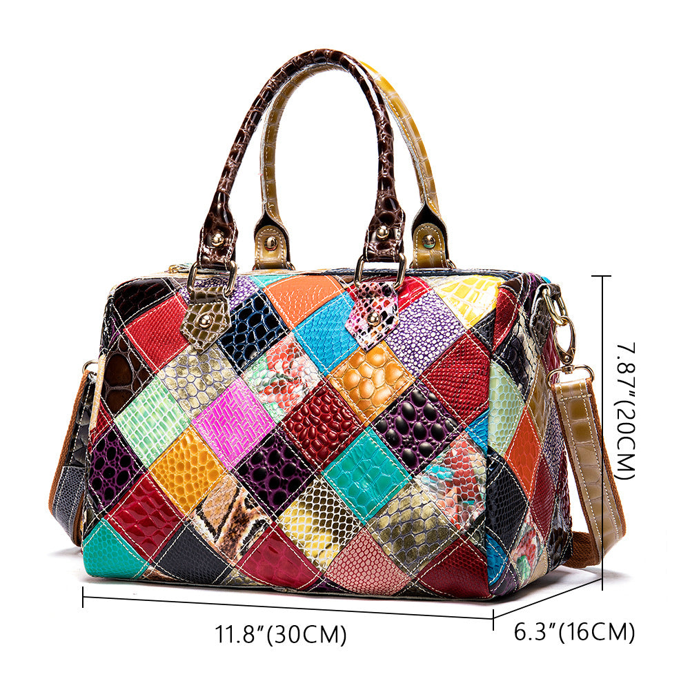 Retro Delicate Rhombus Color Matching Cross-body Bag
