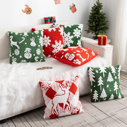 Christmas Snowflake Reindeer Holiday Pillow