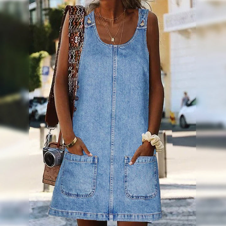 Lässiges Denim-Overall-Minikleid