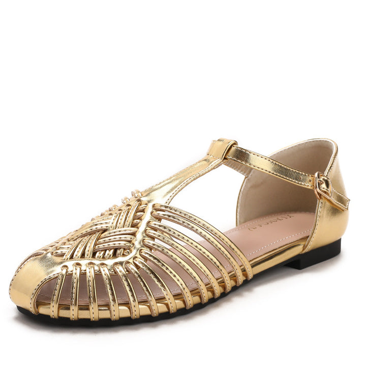 Sandalias planas con abertura y puntera cerrada tejida vintage