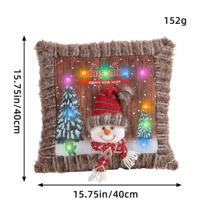 Plush Light-Up Christmas Pillow Cover