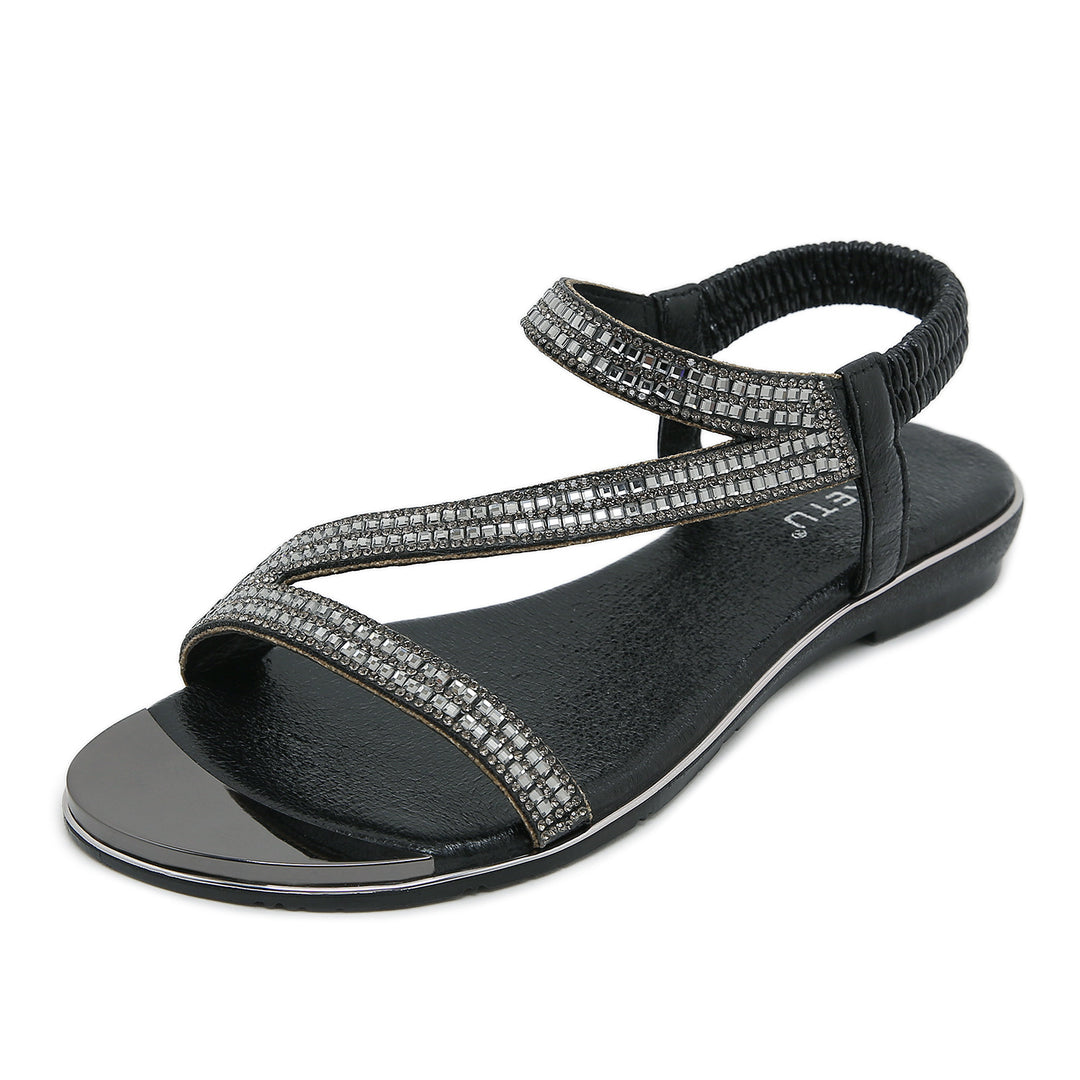 Chic Comfort Flat Sandals with Open Toes and Elastic Bands