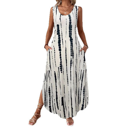 Stylish Printed Sleeveless Slim-Fit Dress