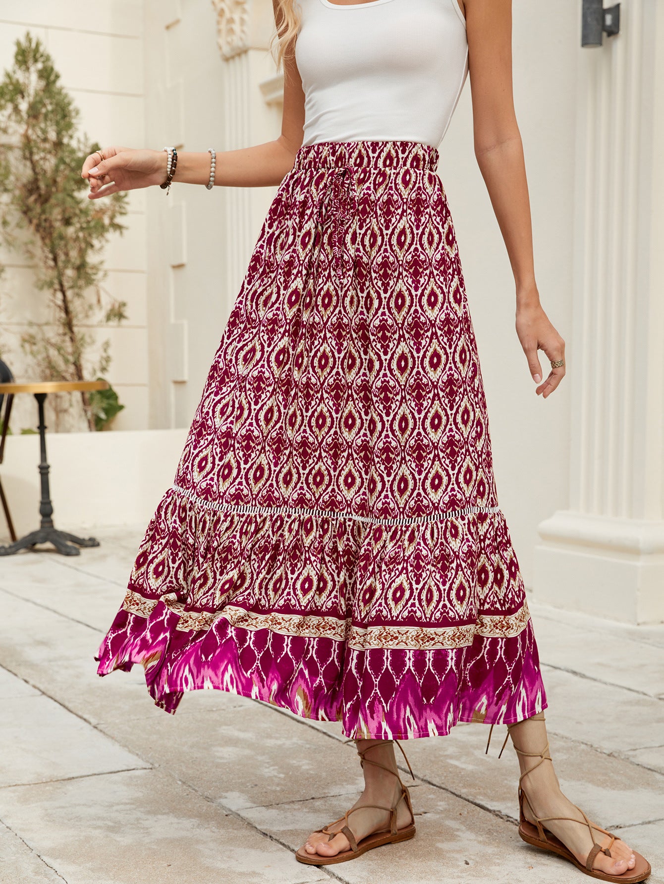 Printed Bohemian Beach Maxi Skirt