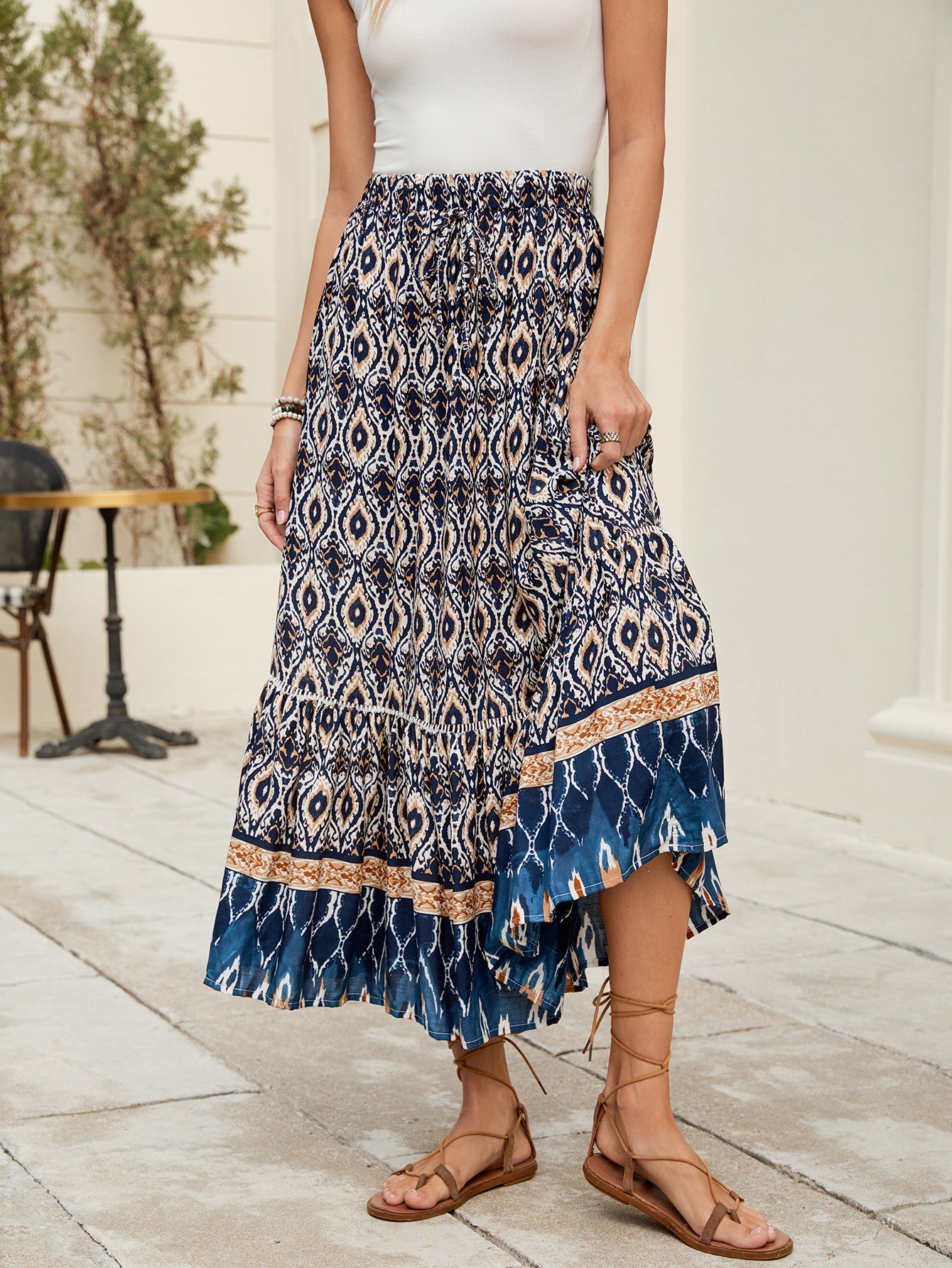 Printed Bohemian Beach Maxi Skirt