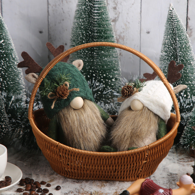 Cute Deer Antler Knitted Dolls - Festive Desktop Decorations