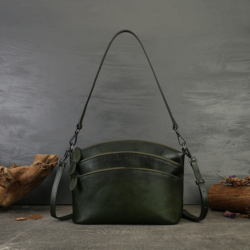 Vintage Cowhide Commuter Crossbody Bag