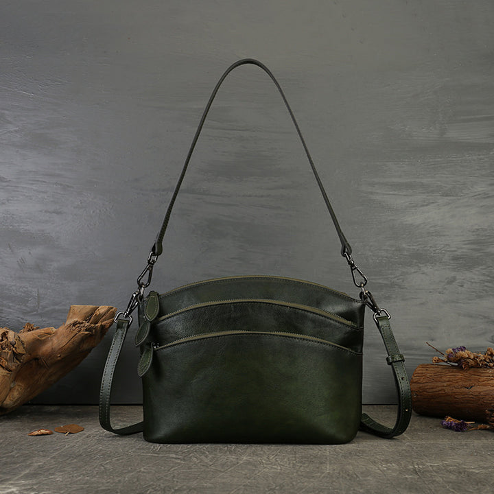 Vintage Cowhide Commuter Crossbody Bag