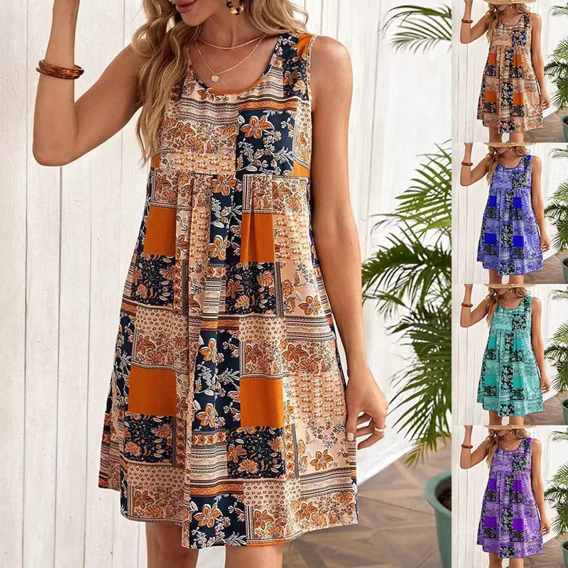 Leisure Printed Sleeveless Dress