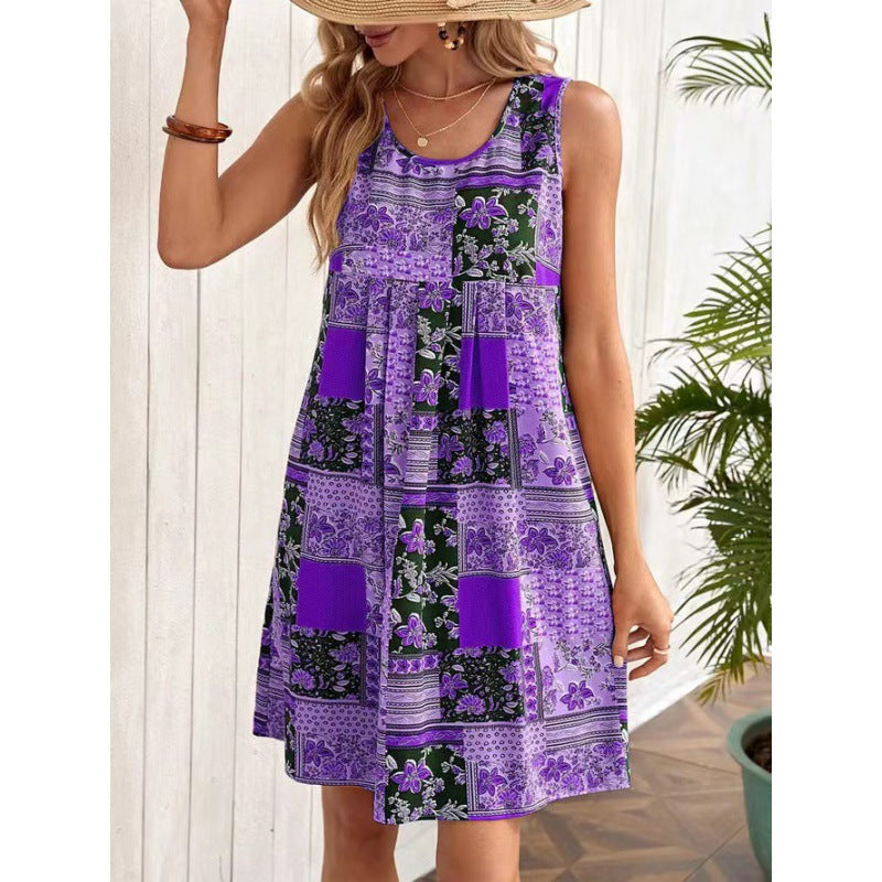 Leisure Printed Sleeveless Dress