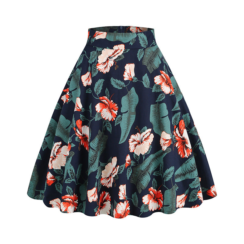 Vintage Printed Elegant Midi Skirt