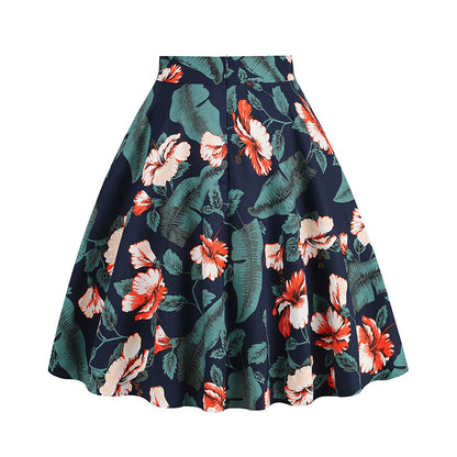 Vintage Printed Elegant Midi Skirt