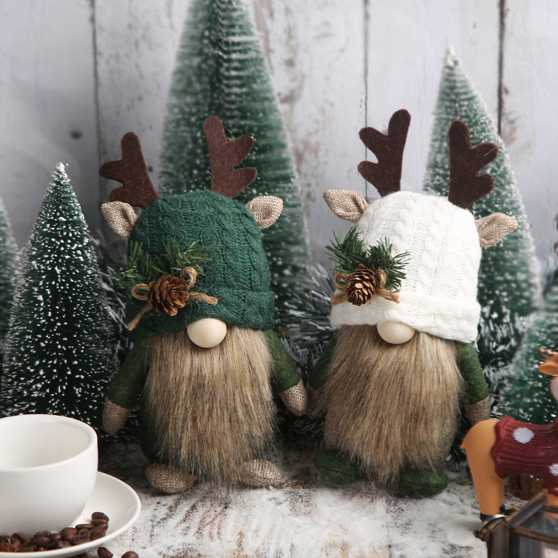 Cute Deer Antler Knitted Dolls - Festive Desktop Decorations