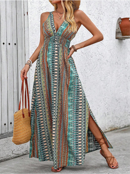 Stylish Sexy Deep V-Neck Beach Vacation Dress