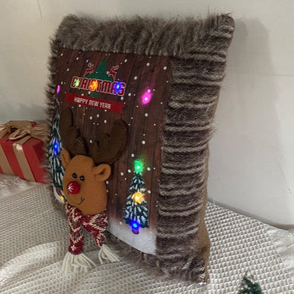 Plush Light-Up Christmas Pillow Cover