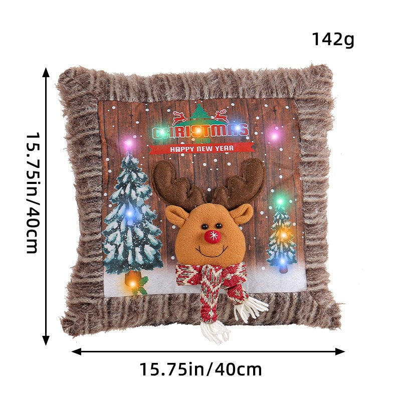 Plush Light-Up Christmas Pillow Cover