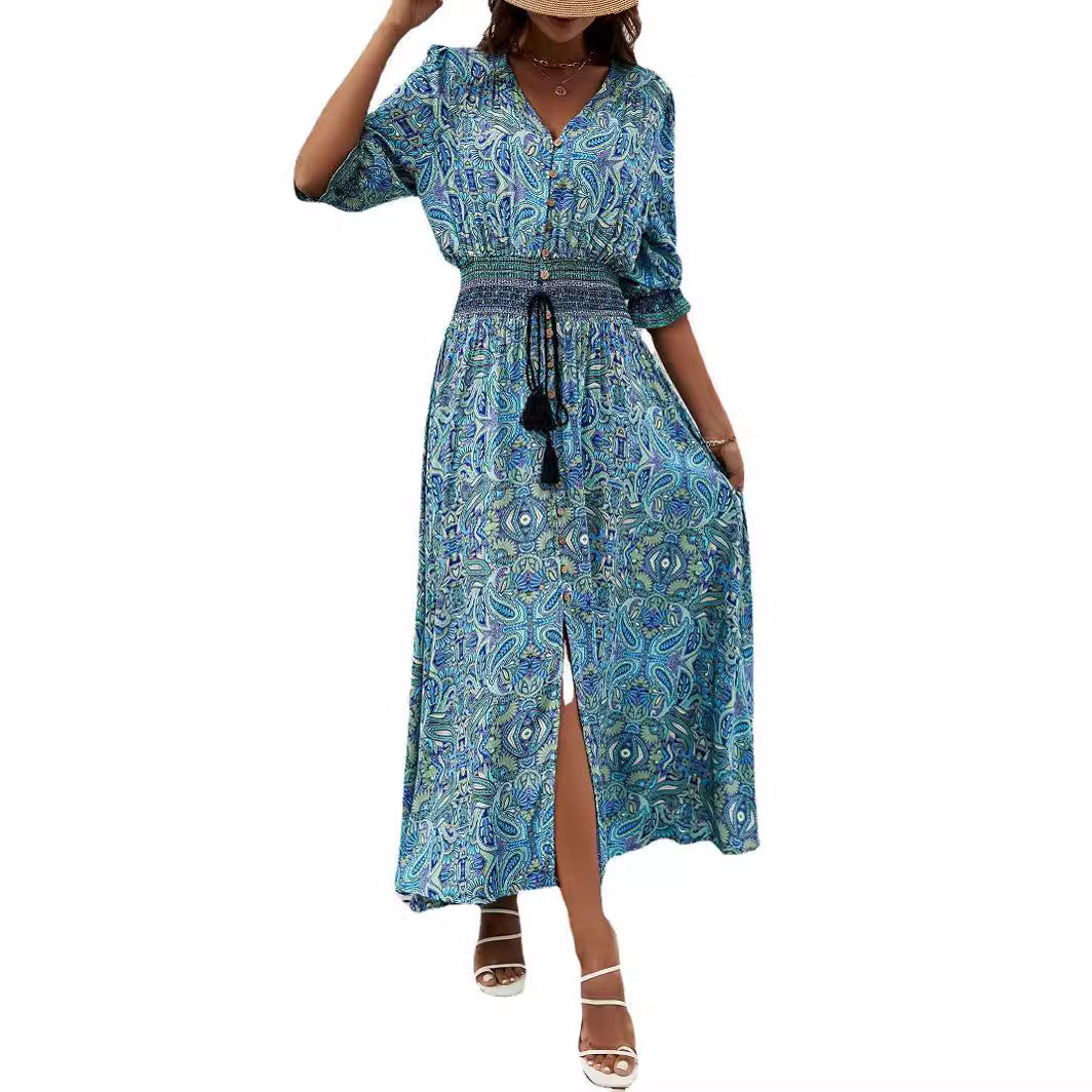 Robe Bohemian Maxi boutonnée