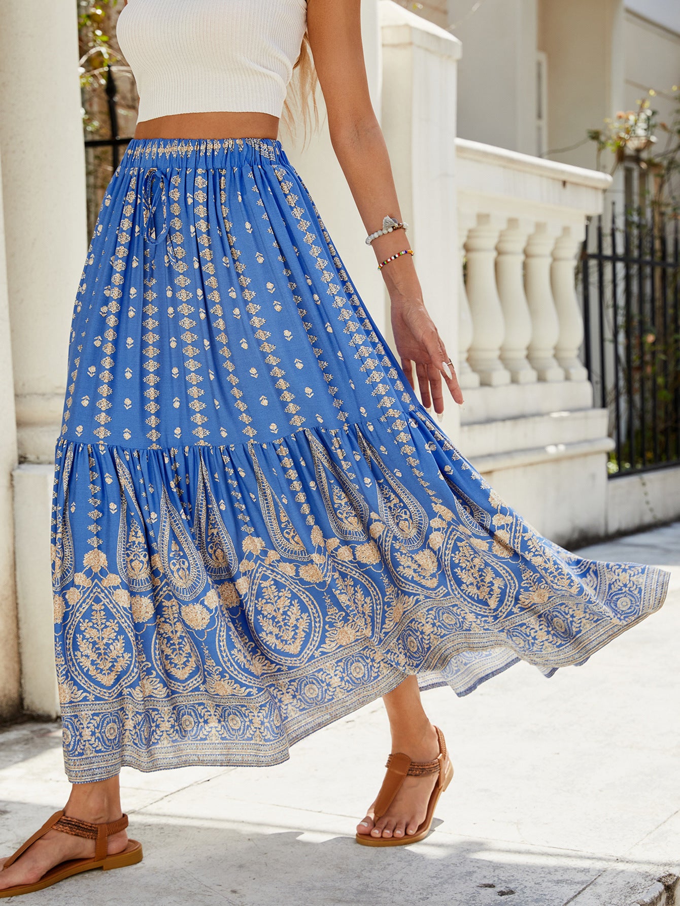Printed Patchwork Beach Vacation Skirt