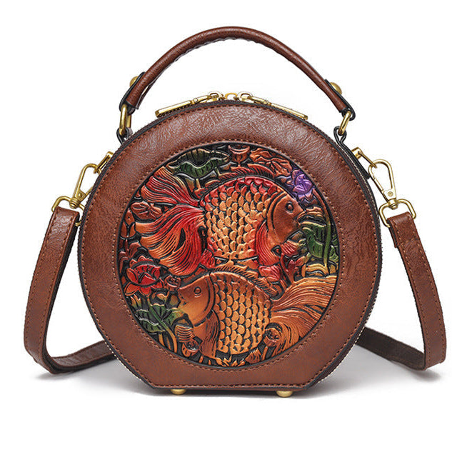 Vintage Handmade Minimalist Cylinder Crossbody Bag