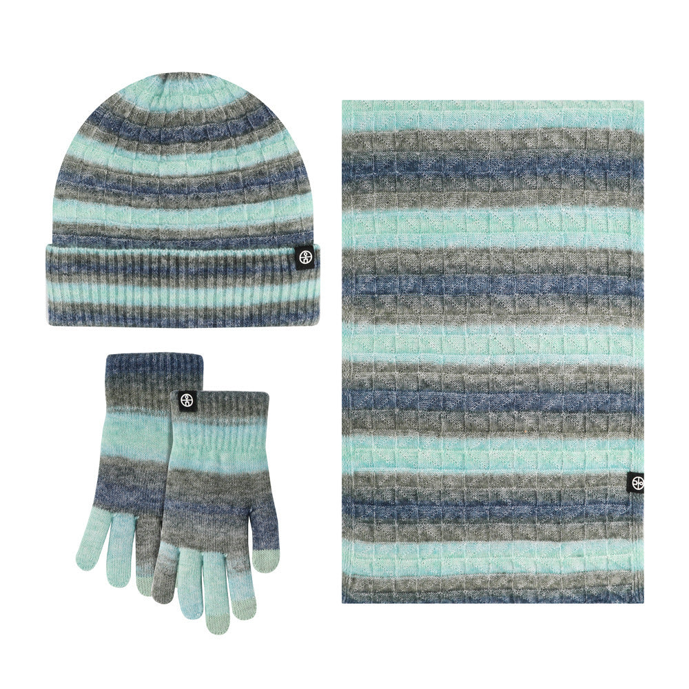 Solid Color Warm Hat, Scarf, and Gloves Set