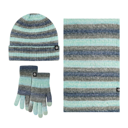 Set di cappelli caldi, sciarpa e guanti di colore solido