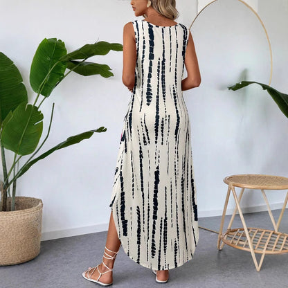 Stylish Printed Sleeveless Slim-Fit Dress