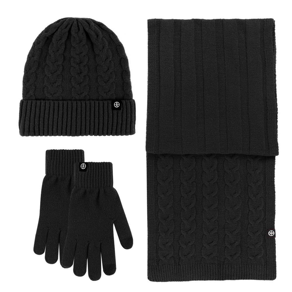 Solid Color Warm Hat, Scarf, and Gloves Set