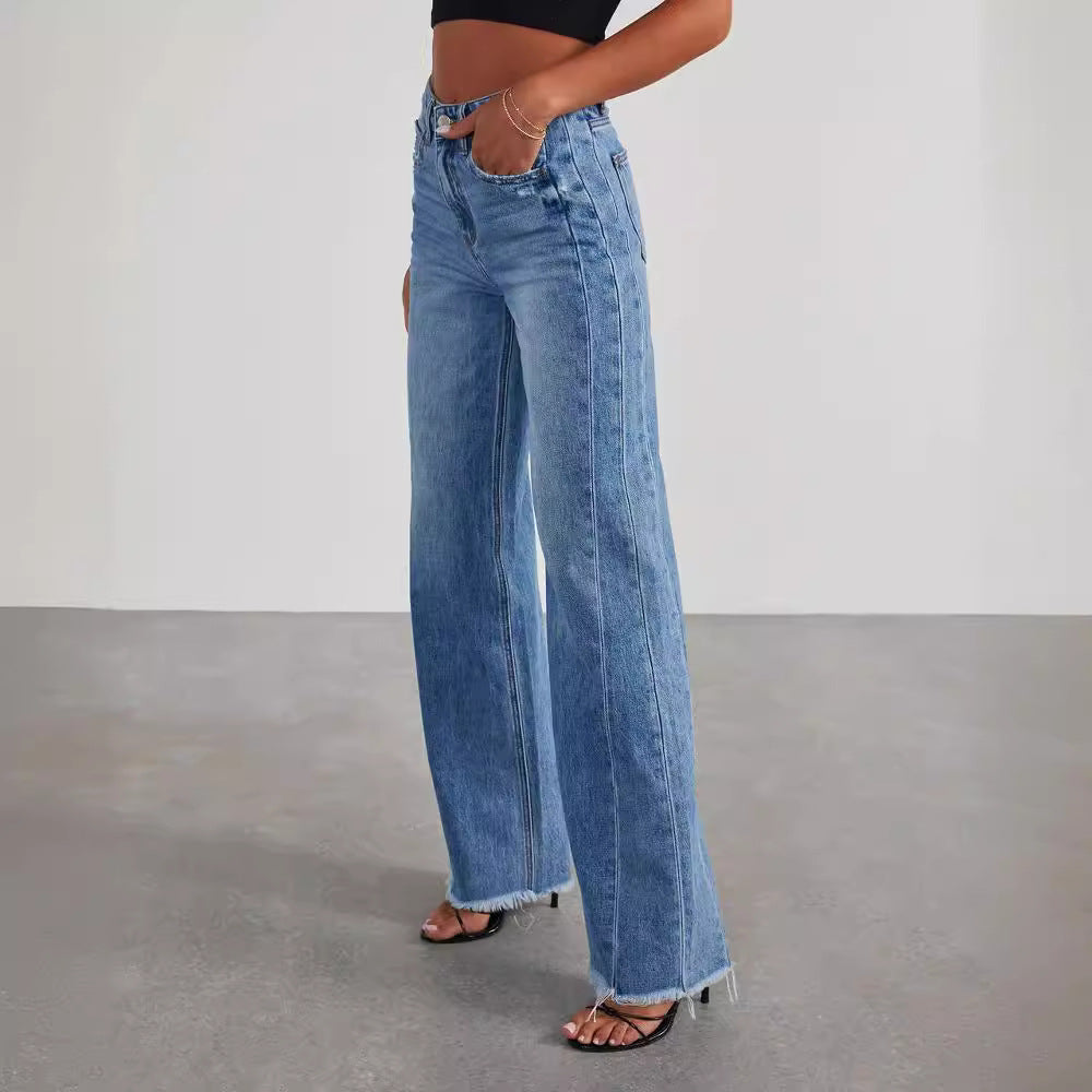 Loose Fit Patchwork Wide-Leg Jeans