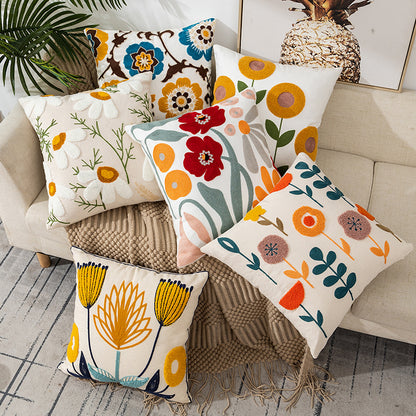 Embroidered Flower Modern Minimalist Sofa Pillow(Pillow inserts included)