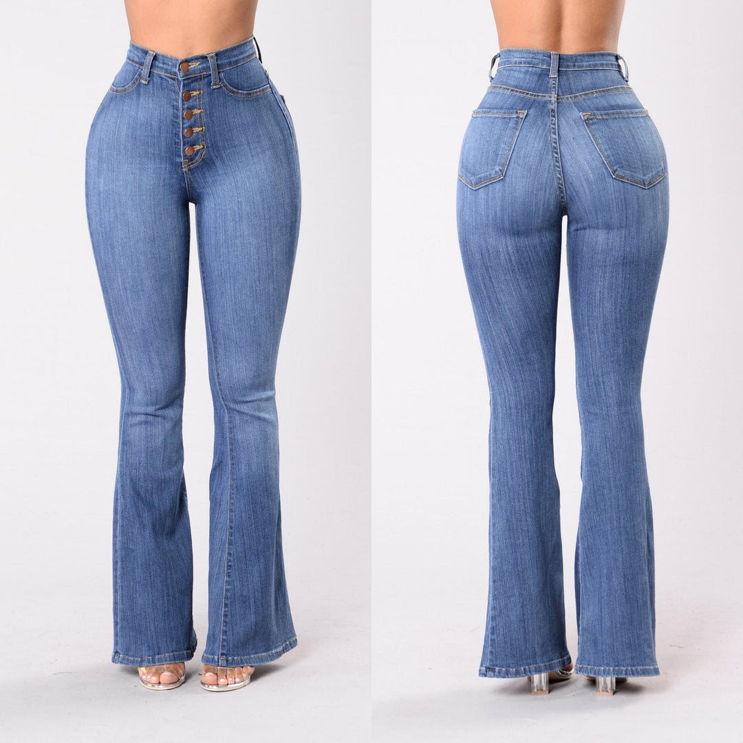 Jeans svasati slim fit a vita alta con sollevamento del sedere