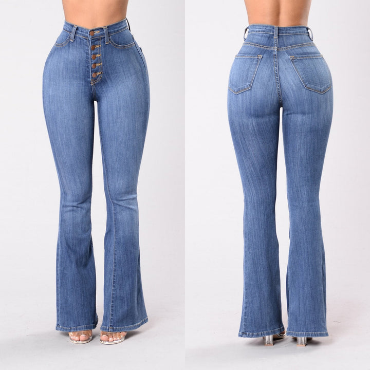 Jeans svasati slim fit a vita alta con sollevamento del sedere