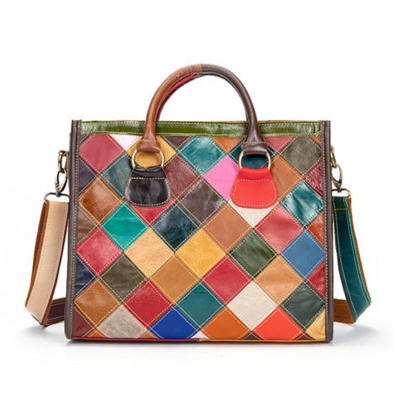 Patchwork Large Capacity Casual Crossbody Tote Bag