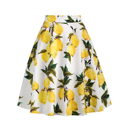 Vintage Printed Elegant Midi Skirt