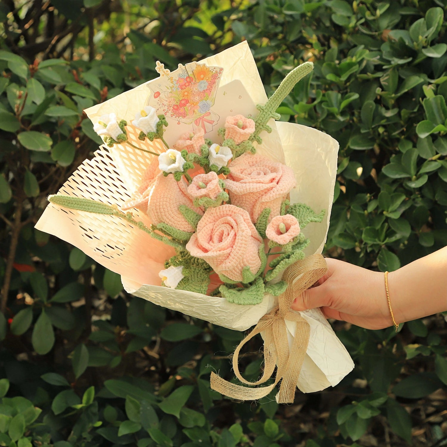 Handmade Rose Yarn Bouquet
