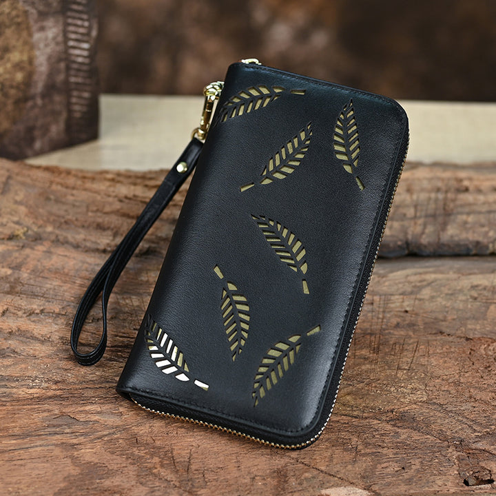portefeuille de feuilles fait main vintage