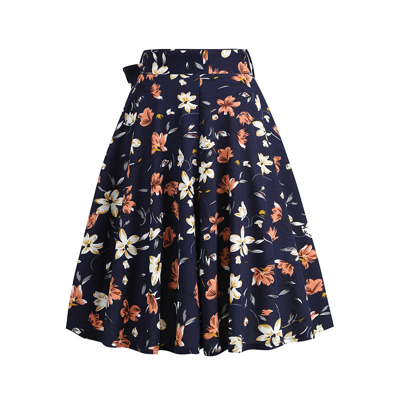 Vintage Printed Elegant Midi Skirt