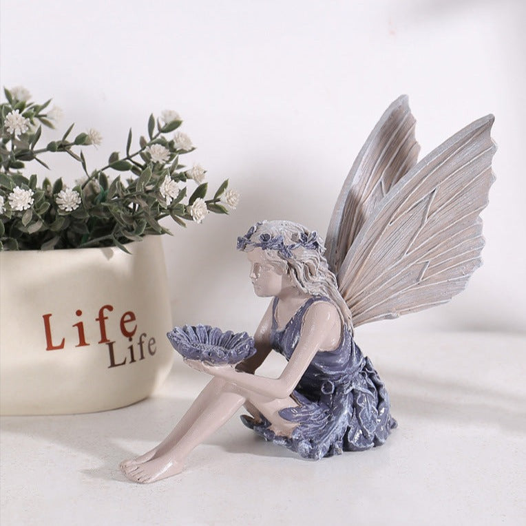 Angel Girl Fairy Resin Statue Yard Garden Decor Ornament