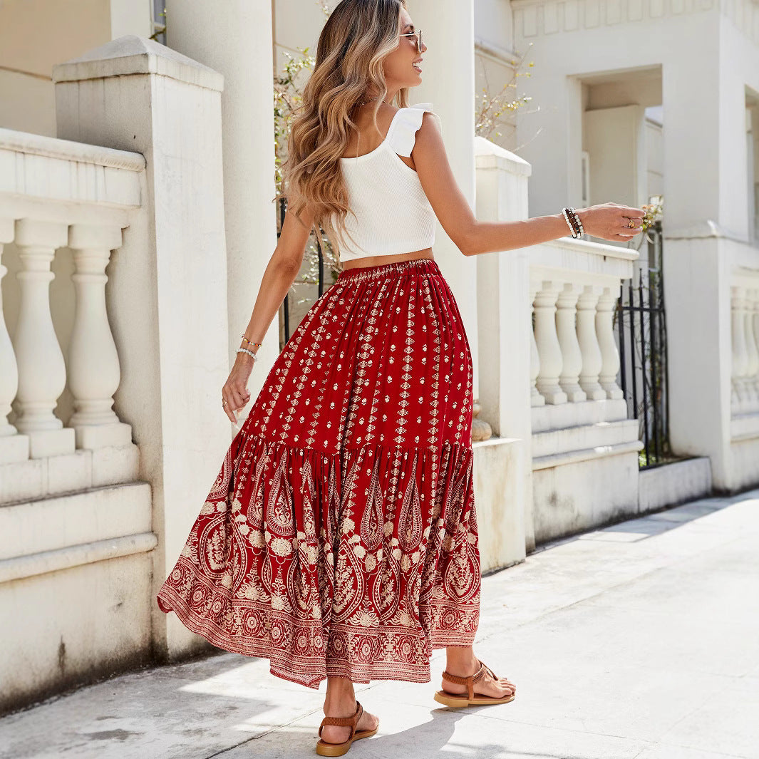 Printed Patchwork Beach Vacation Skirt
