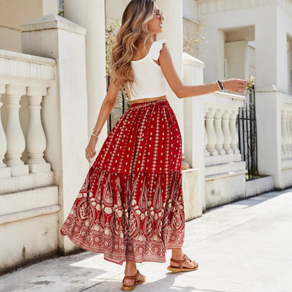 Printed Patchwork Beach Vacation Skirt