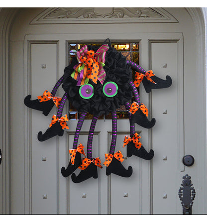 Grinaldas de Halloween para a porta da frente, Halloween Artificial Witch Wreath