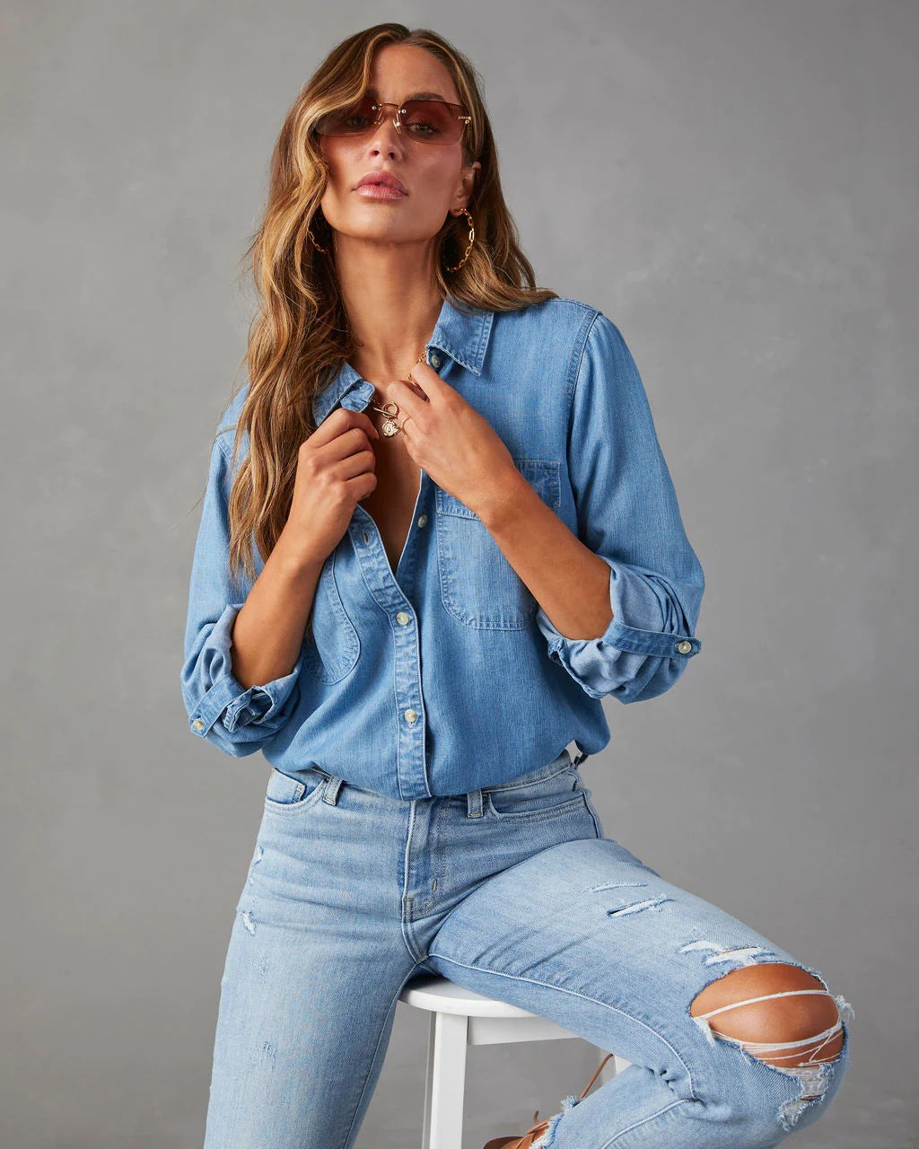 Autumn Casual Long Sleeve Denim Top