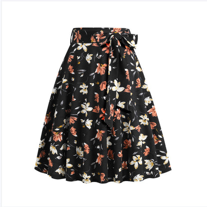 Vintage Printed Elegant Midi Skirt