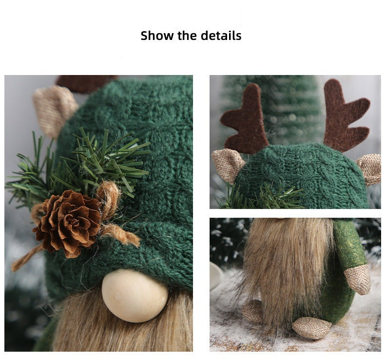 Cute Deer Antler Knitted Dolls - Festive Desktop Decorations