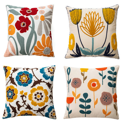 Embroidered Flower Modern Minimalist Sofa Pillow(Pillow inserts included)