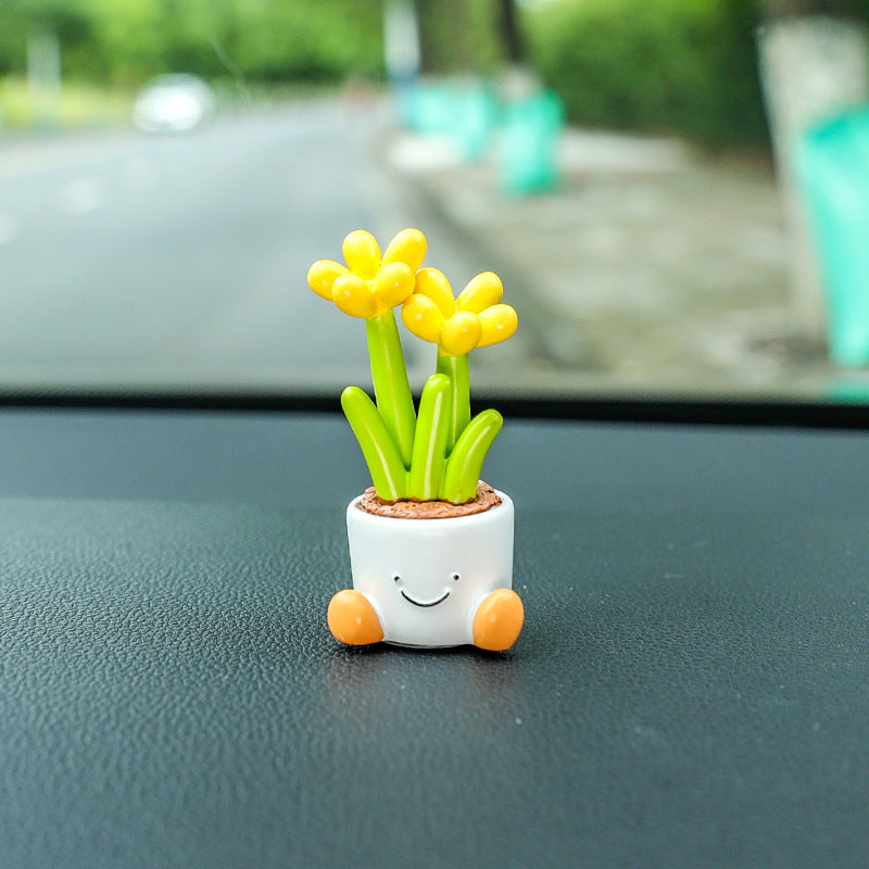 Cute Flower Pot Elf Car Ornament