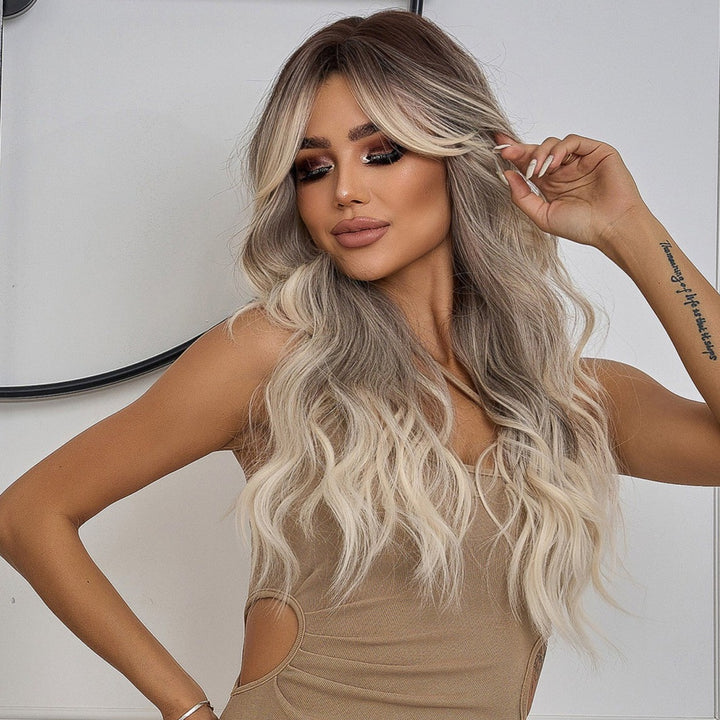 Black-to-gray Gradient Long Curly Hair Wig