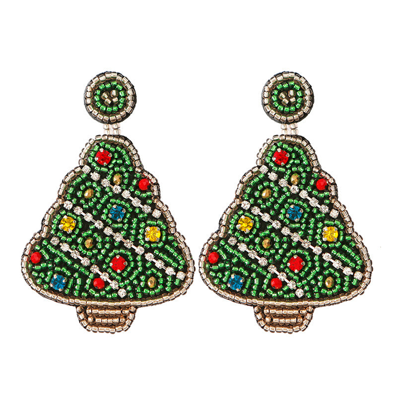 Handmade Beaded Christmas Santa Tassel Pearl Earrings