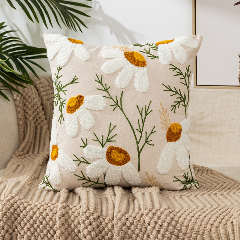 Bestickte Blumen moderne minimalistische Sofa -Kissen (Kisseneinsätze enthalten)