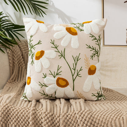 Embroidered Flower Modern Minimalist Sofa Pillow(Pillow inserts included)