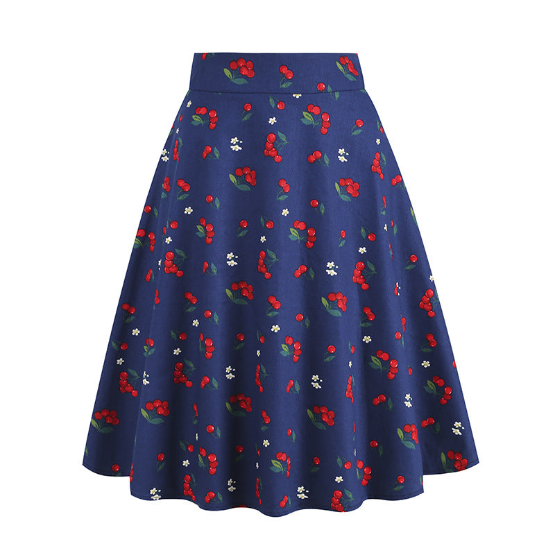 Vintage Printed Elegant Midi Skirt